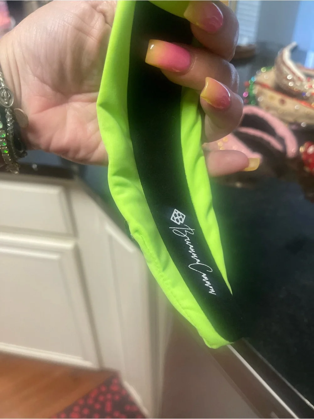 Brianna Cannon neon green St. Patrick's Day headband, New